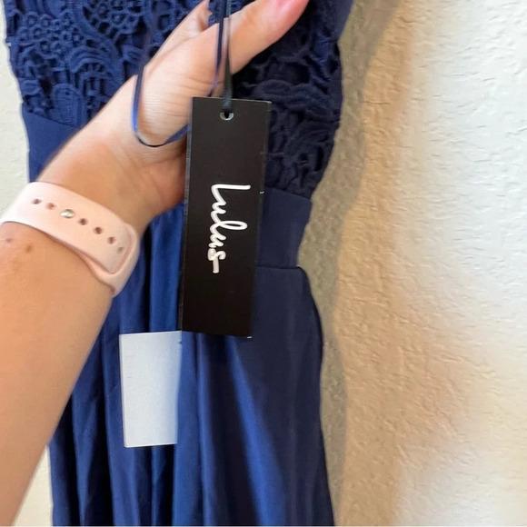 Lulus So Far Gown Navy Blue Lace Maxi Dress - Picture 8 of 10